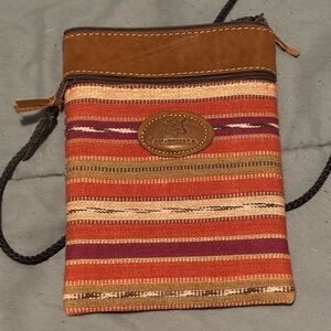 Handmade Leather and Canvas Passport Pouch from Guatemala